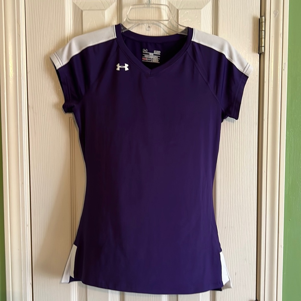 Under Armour Purple & White Athletic T-Shirt Jersey S